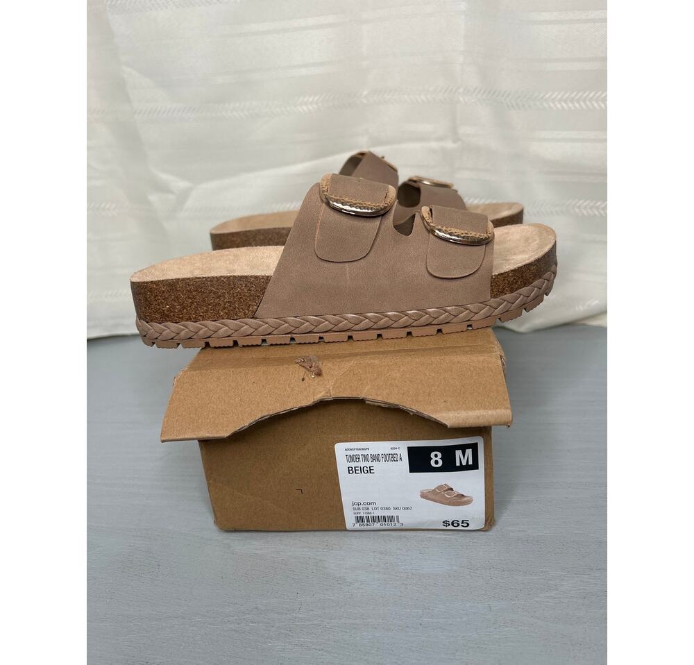 Dirty Laundry Tunder Adjustable Strap Footbed Sandals Beige Size 8M